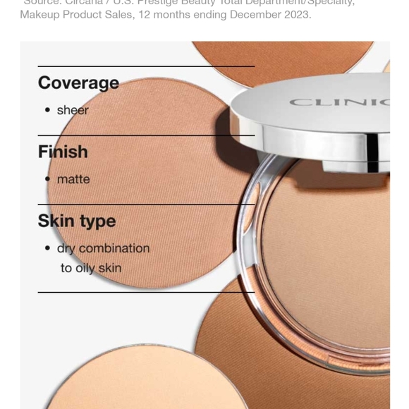 Clinique Stay-matte Sheer Pressed Powder Oil Free 23 Stay Oat NIB NEW IN BOX - Picture 4 of 12